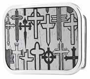 303446 many crosses on white wood buckle